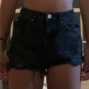 black jean shorts